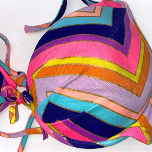 Victoria’s Secret Stripe Swimsuit Bikini Top Size 34B ~ - Picture 2 of 5